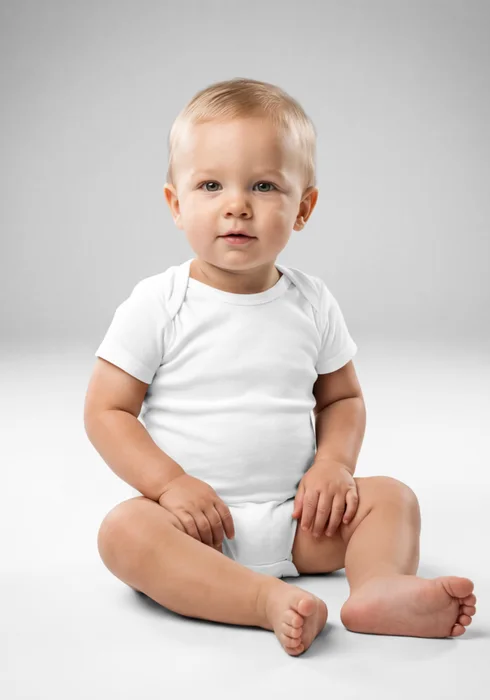 Baby bodysuit in white, personalized