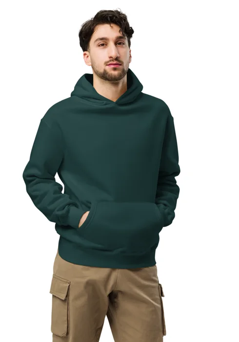 Hoodie in pine green, personalized